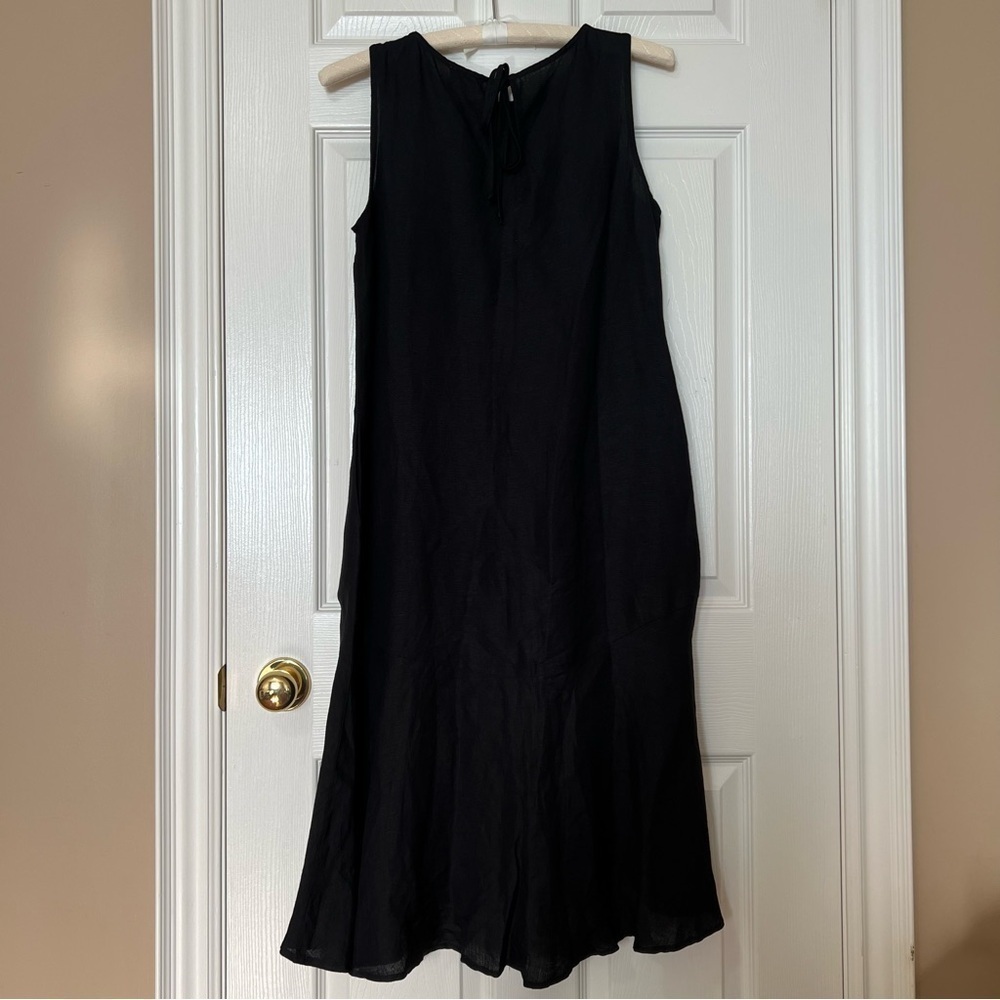 Tommy Bahama Black Sleeveless Linen A-Line Sleeveless Flowy Midi Dress - Sz S - Picture 7 of 13